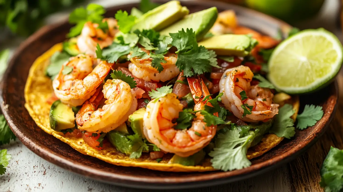 Mexican shrimp ceviche recipe with fresh ingredients like shrimp, lime, and cilantro.