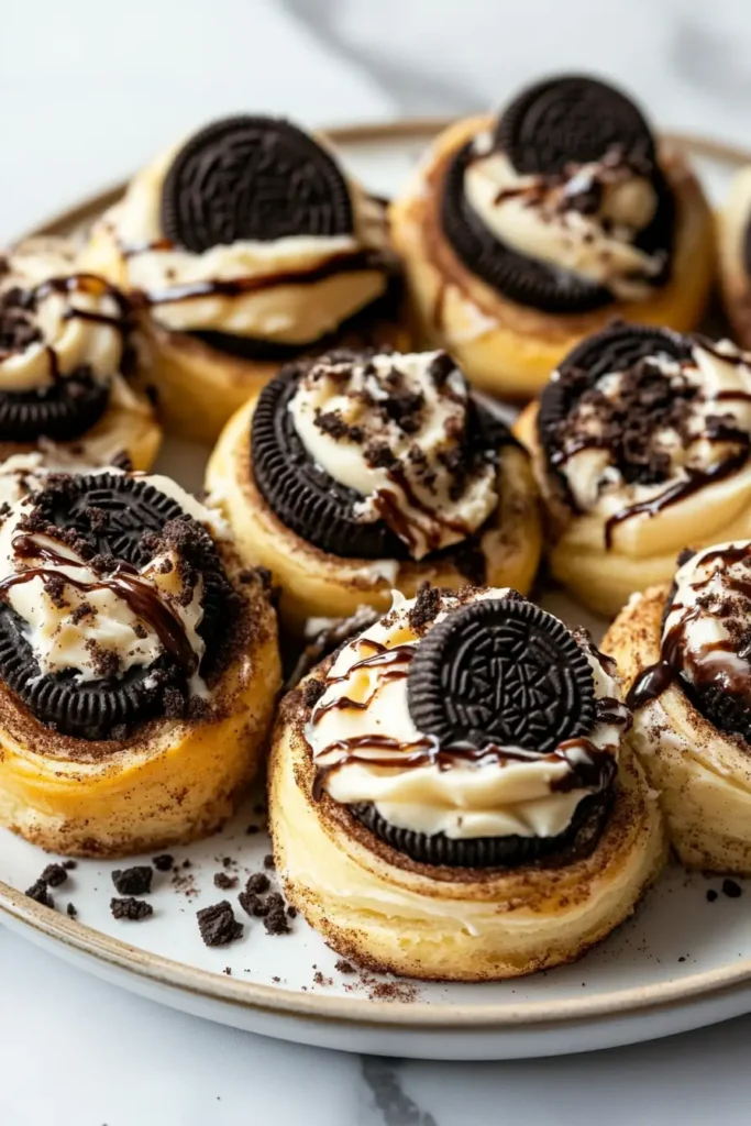 Mini Oreo stuffed cinnamon rolls with cookies-and-cream
