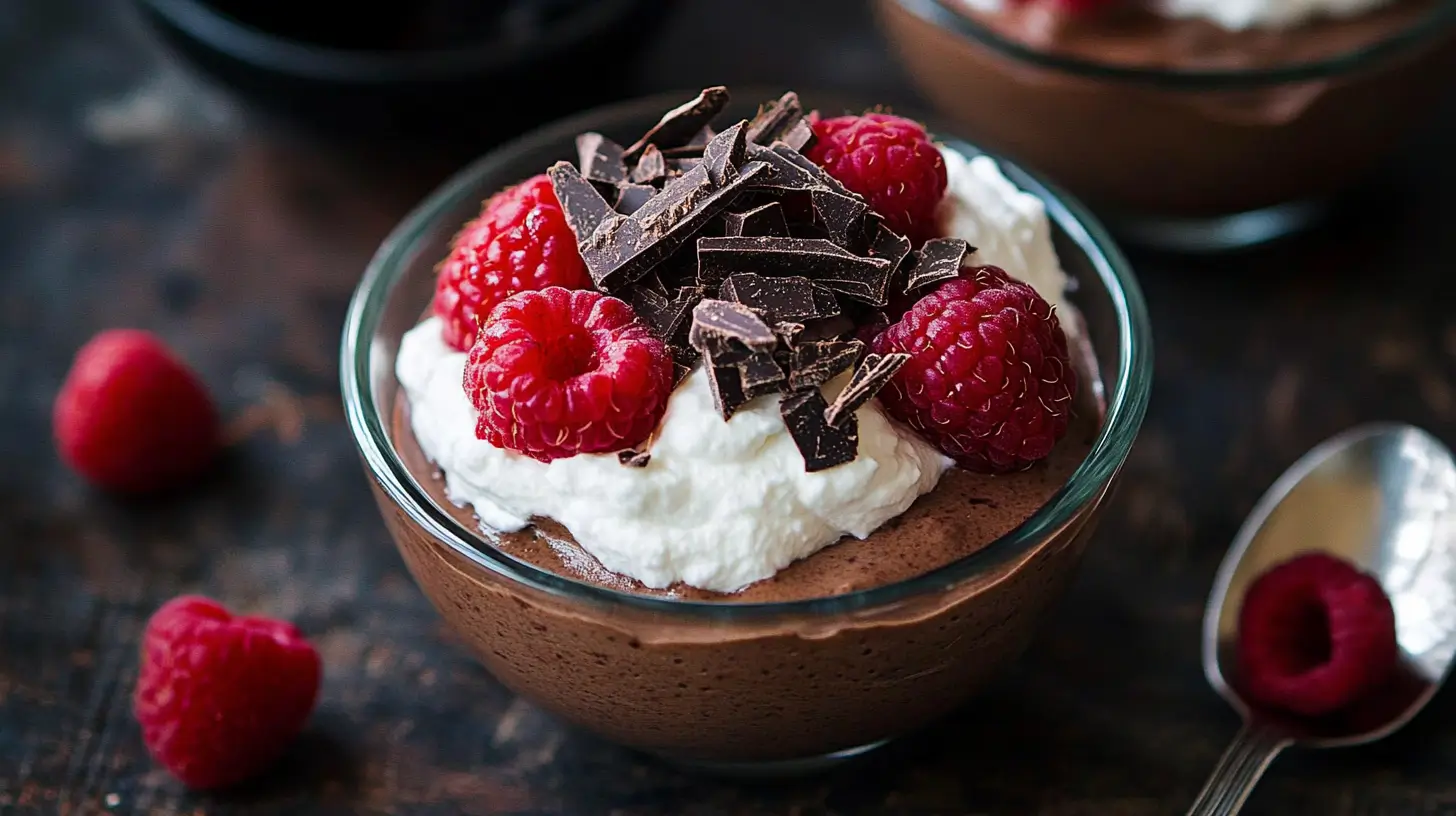 Vegan chocolate mousse with coconut cream and berries